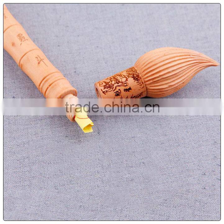 Peach wooden wen chang pen decoration