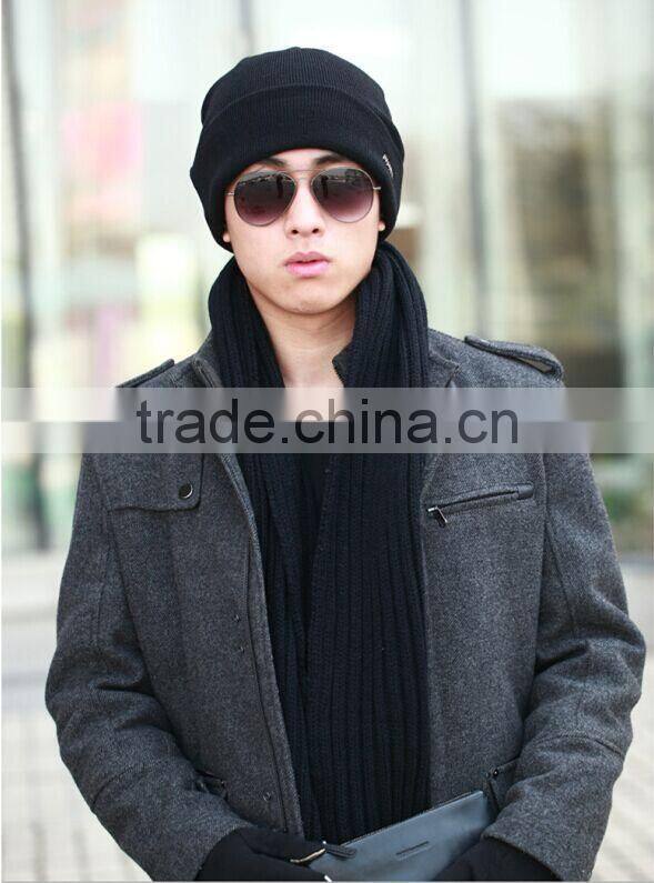 cheap knitted acrylic plain cuff beanie