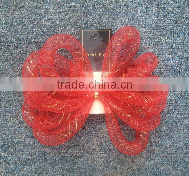 HOT SALE 6" Red Mesh Tube Ribbon Bow, Net Ribbon Bow for Party Decorations