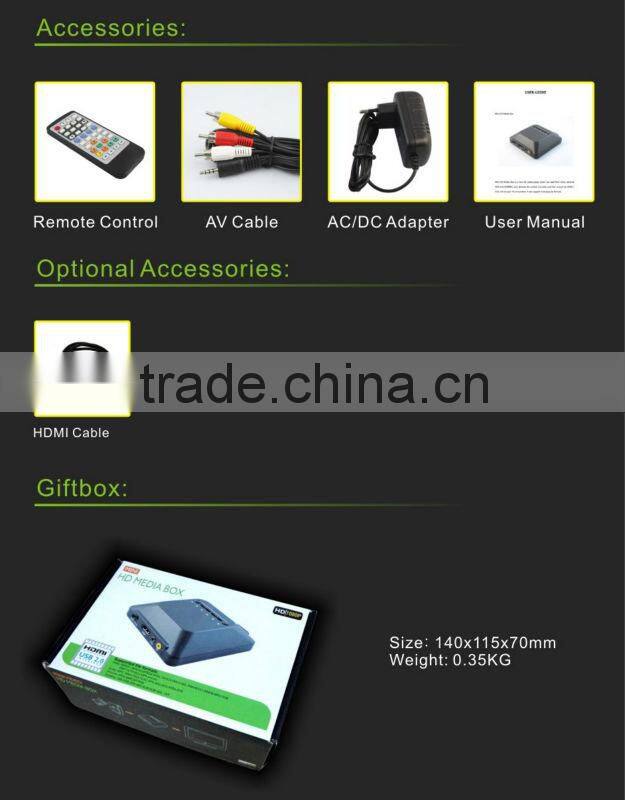 1080P 3D Full HD Media Player HDD media player Digital USB player for TV HDMI output