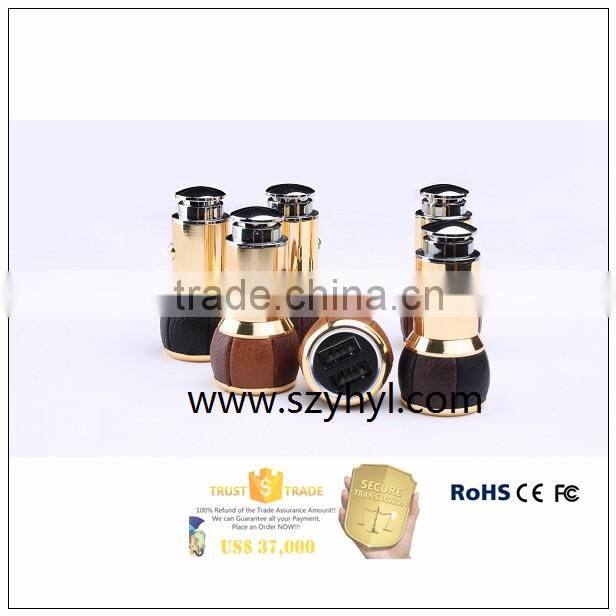 2016 new items leather usb car charger 12v 2a output usb car charger for xiaomi