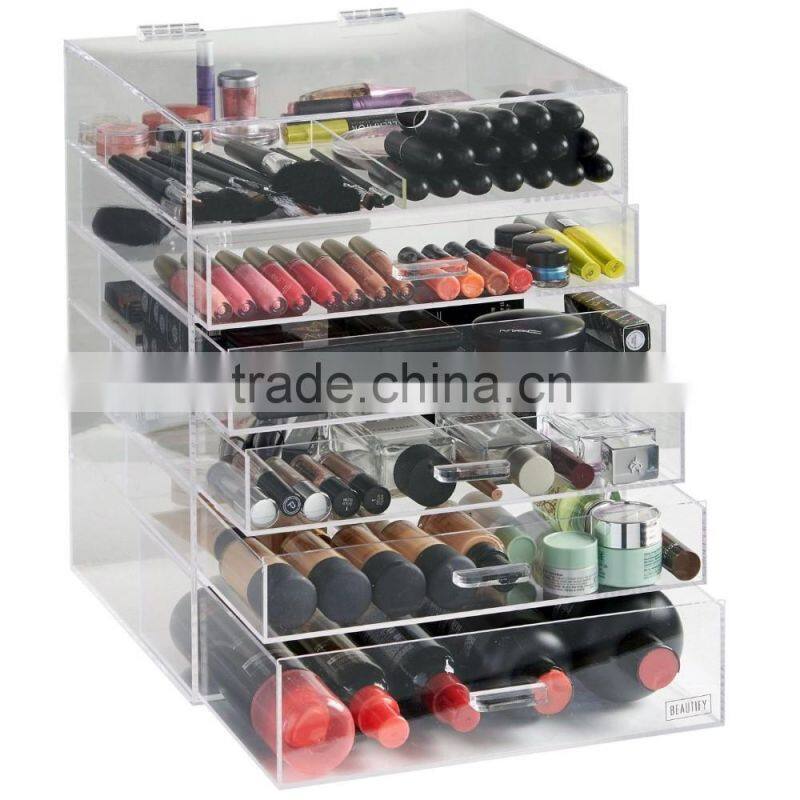 large removable wholesale acrylic makeup organizer with drawers,6 drawer acrylic makeup organizer