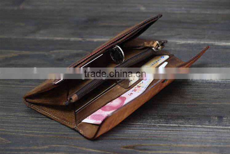 Genuine Cowhide Leather Wallet,Long Casual Wallet
