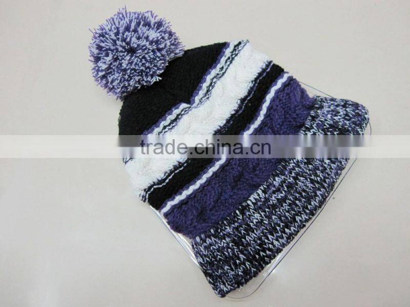 New design custom striped knit hat winter knit cuff beanie hats from China factory
