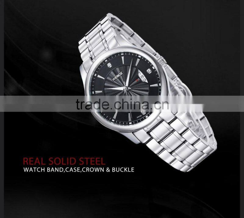 WEIDE Stainless steel Elegance Mens Custom logo Quartz Watch 5 atm water resistant