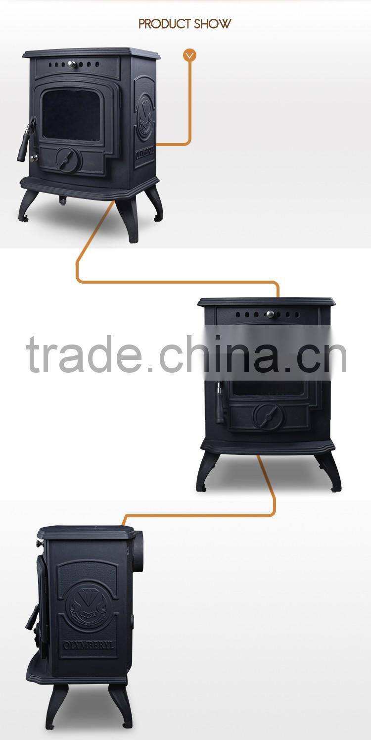 Light real flame imitation burning wood stove with cast iron grates