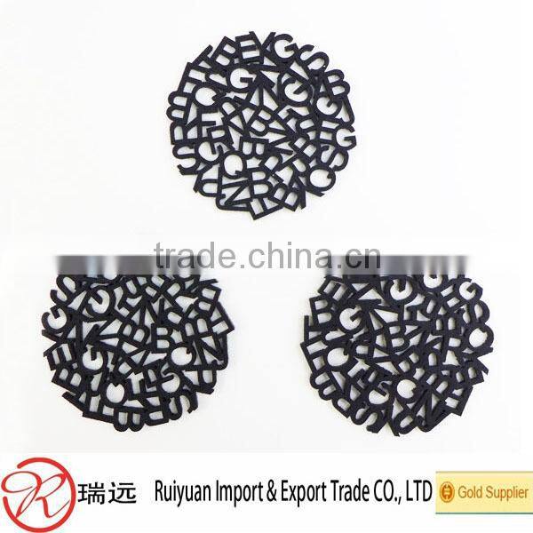 2015 Alibaba Best Sell Customized A-Z Pattern Exquisite Laser-Cutting Felt Cup Mat From Alibaba Gold Supplier
