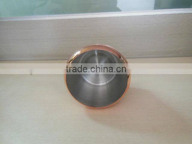 Stainless steel cocktail ice bucket with lugs finished in coppler plated