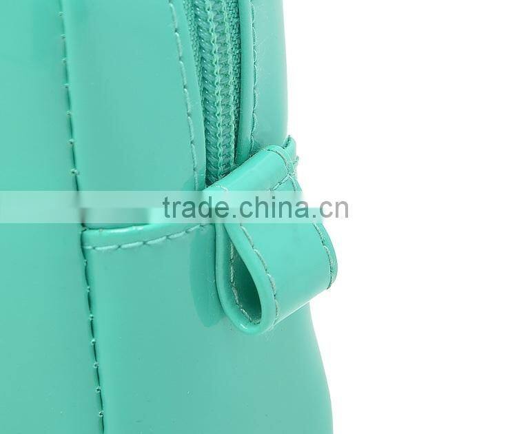 Mint green mirror leather toiletry bag,make up pouch,cosmetic bag