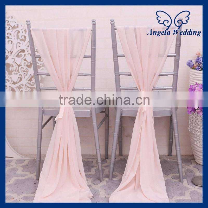 SH004F cheap many colors available custom made wedding turquoise chiffon chair sash with buckle
