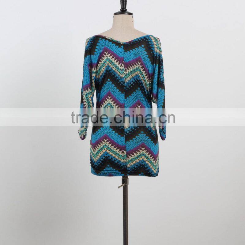 NEW ARRIVAL stripe dress v neck batwing sleeve for fat ladies OEM&ODM supply