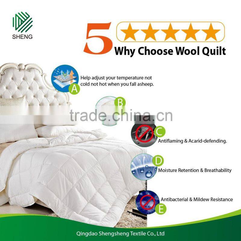 shengsheng washable fine sheep wool duvet stitched quilt in white