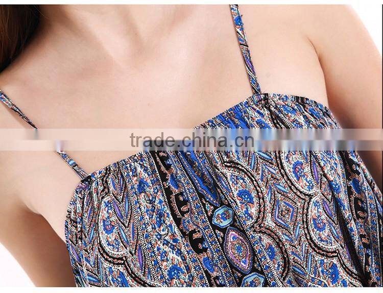 2016 Summer Fashion Women Crop Top Tassel Fringe Off Shoulder Printed Ethnic Sexy Spaghetti Strap Tank Top Ladies Floral Blouses