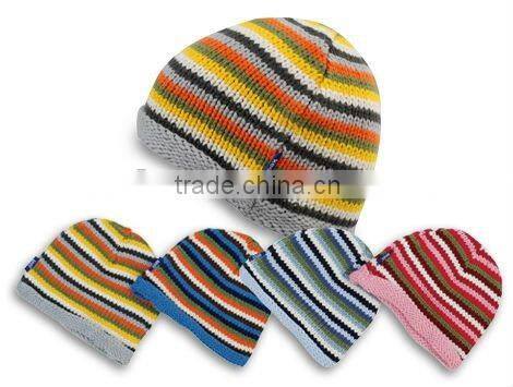 Cheap striped baby knitted beanie hats (SU-KH53001)