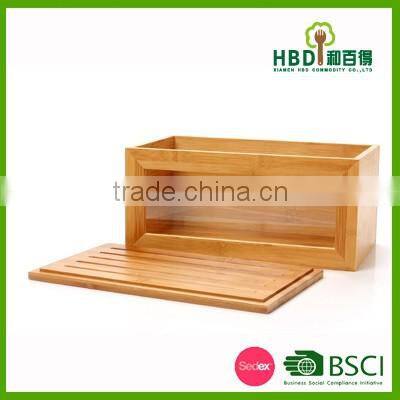 new products high quality hot selling bamboo bread box,bread bin storage box, wholesale