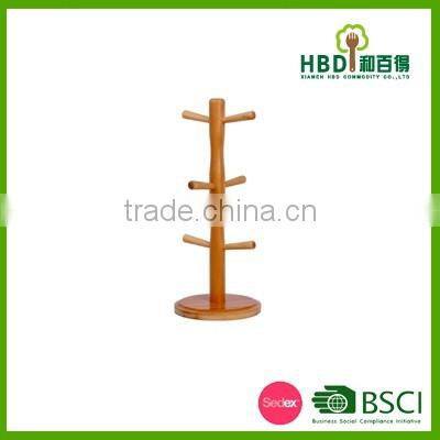 Wooden cup tree holder with round stand wholesale