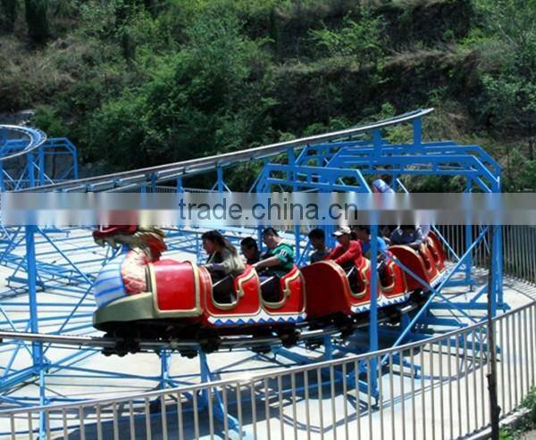 Kids large amusement rides mini roller coaster , sliding dragon / green worm mini roller coaster rides hot sale
