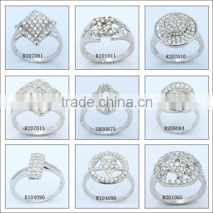 Wholesale 925 italian silver ring emerald ring with cubic zirconia ring