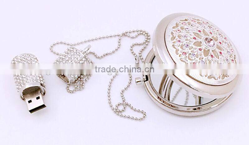 Fashion and beautiful wedding or promotion gift set mirror and 8G USB gift set