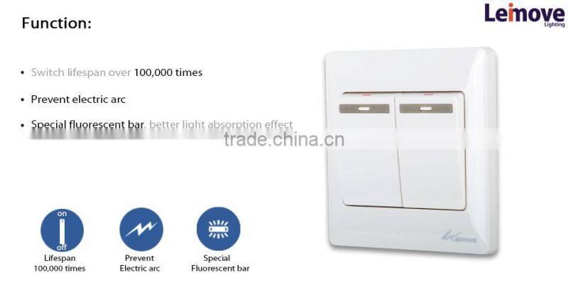 2015 new design 2 gang 1 way eletrical switch