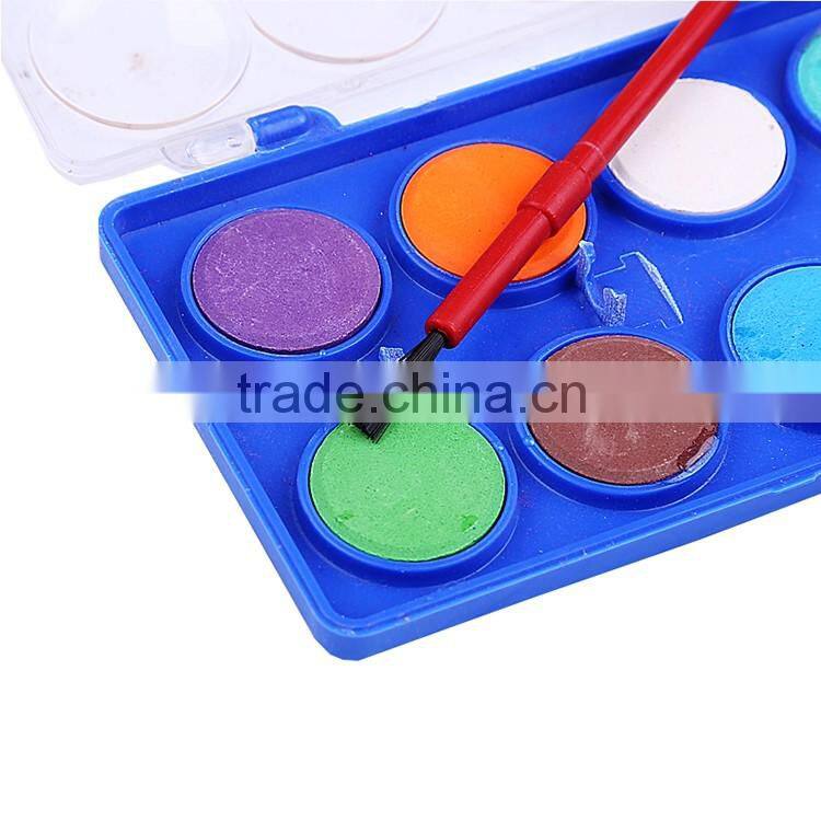 Wholesale 12pcs mini solid powder paint watercolor cakes set professional quality for kids painting