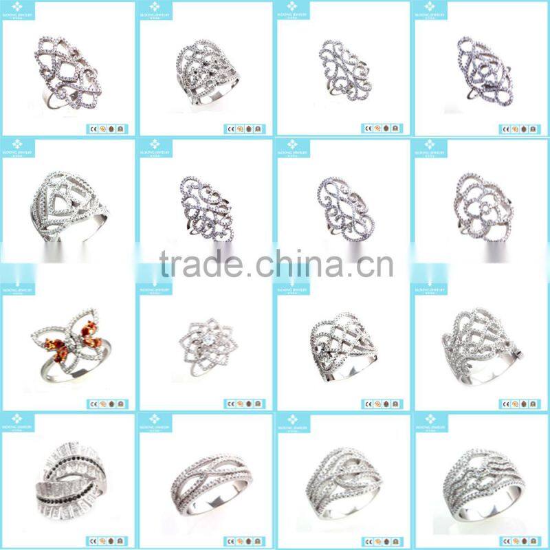 2015 Latest Design 925 Silver Diamond Ring Fashion Jewelry Wholesale