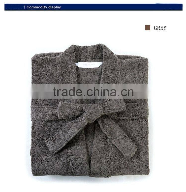 grey hot sale full length wash microfiber bathrobe