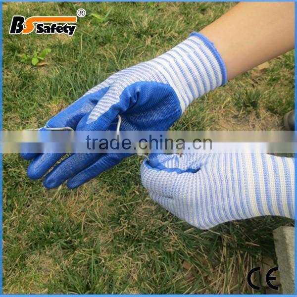 BSSAFETY 13 Gauge knitted blue nitrile coated nylon glove