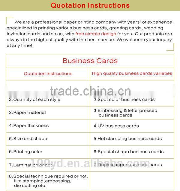 Art paper kraft business cards 250gsm visiting card models
