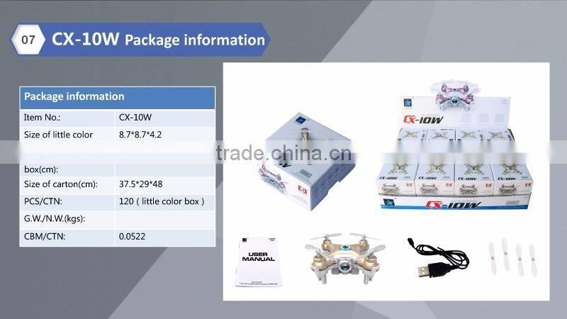 Cheerson CX-10W mini WiFi Control Flying Camera 4CH 6 Axis RC Quadcopter App for Android and IOS