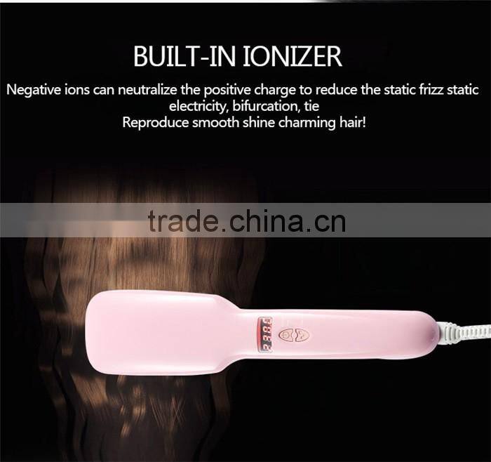 2017 The Newest low price hair straightener brush 2 in 1 Hair Straightener