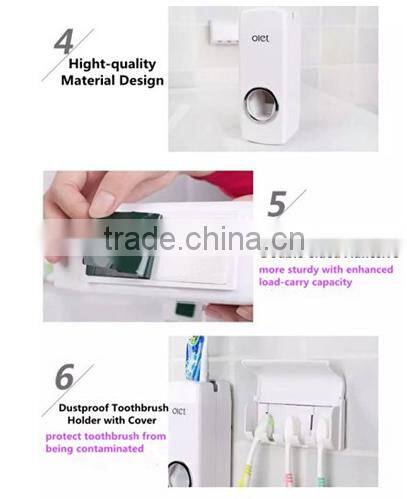Toothpaste Dispenser Wall Mounted Automatic Toothpaste Squeezer Toilet Brush Holder Hands Free Dust-proof Toothpaste Squeezer