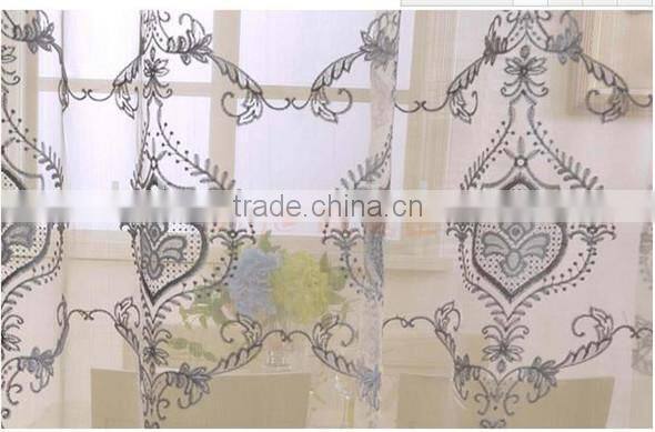 2015 High Quantity Flower Design Embroidered Voile Curtain Fabric