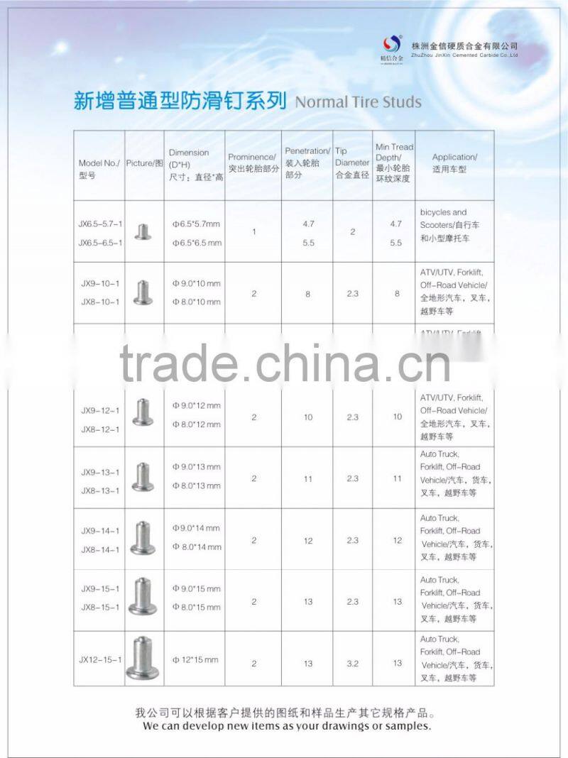 Anti-Skid tungsten Carbide JX180R Screw carbide Tire Studs Install Tools for tire stud gun