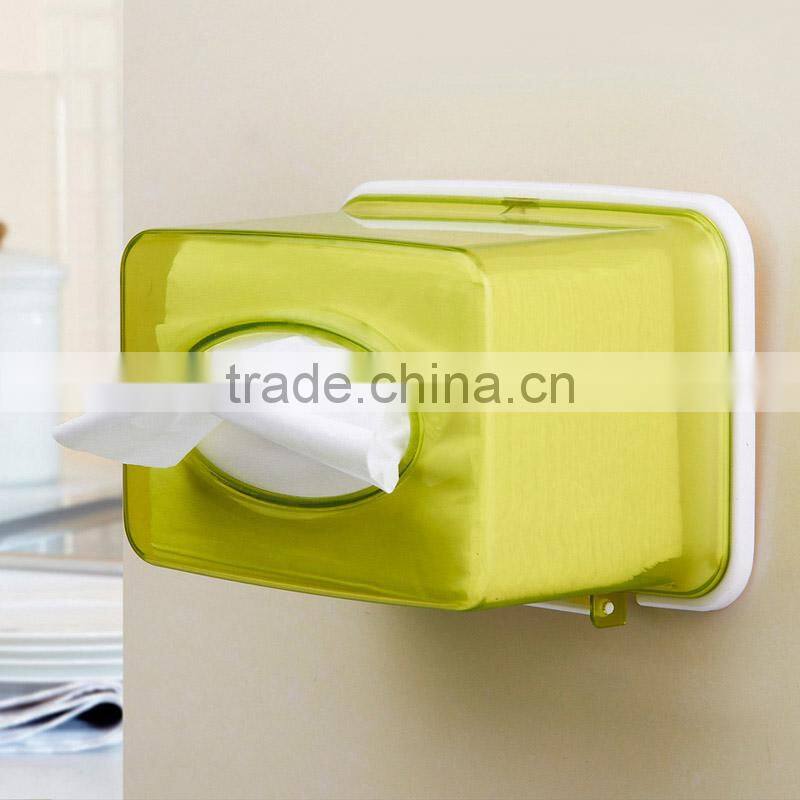 bathroom waterproof suction tissue holder case-green S size