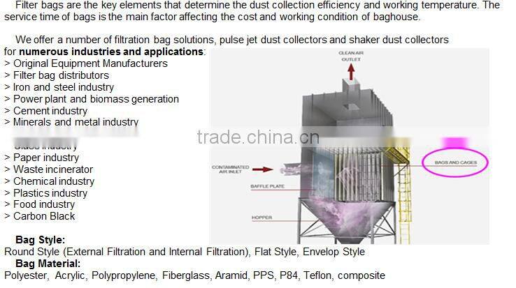 Fiberglass Filter Bag with Intermediate Rings