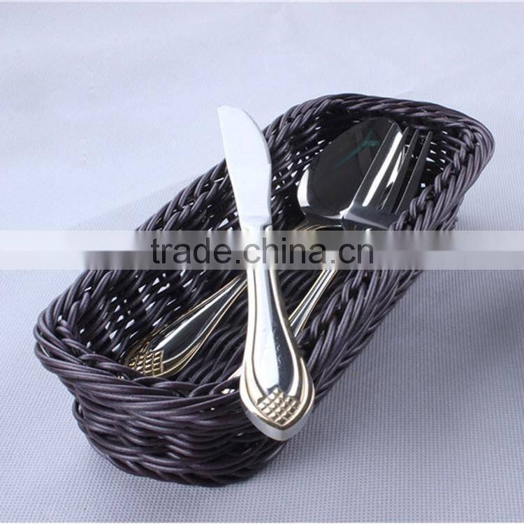 Eco-friendly longitypical design handcraft rattan cutlery basket