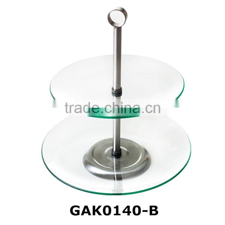 2 Tier Round Glass Buffet and Dessert Stand
