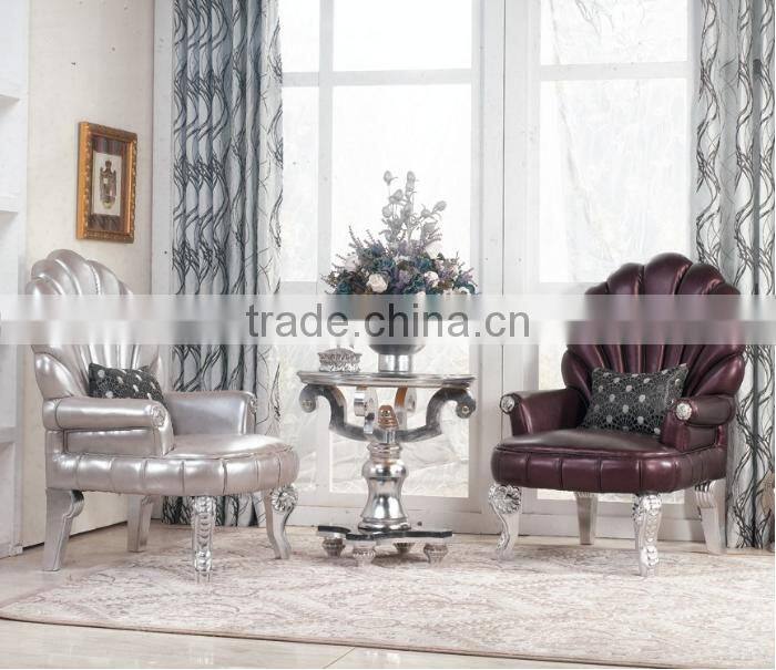 BISINI Furniture European Style Drawing Room Set, Creative Furniture Fan Shaped Wooden Leisure Chairs and Tea Table (BF01-X1181)