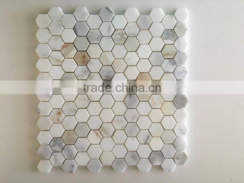 Calacatta gold hexagon marble mosaic tile