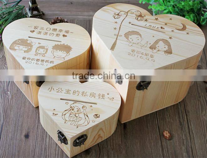 Antique Kid's DIY Wooden Piggy Bank House creative high quality wooden coin box