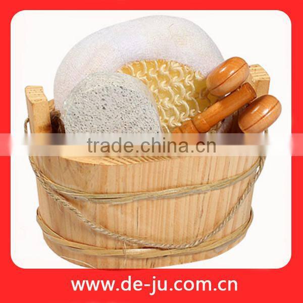 Wood Bucket Comb Puff Cleaning Promotion Bath Set