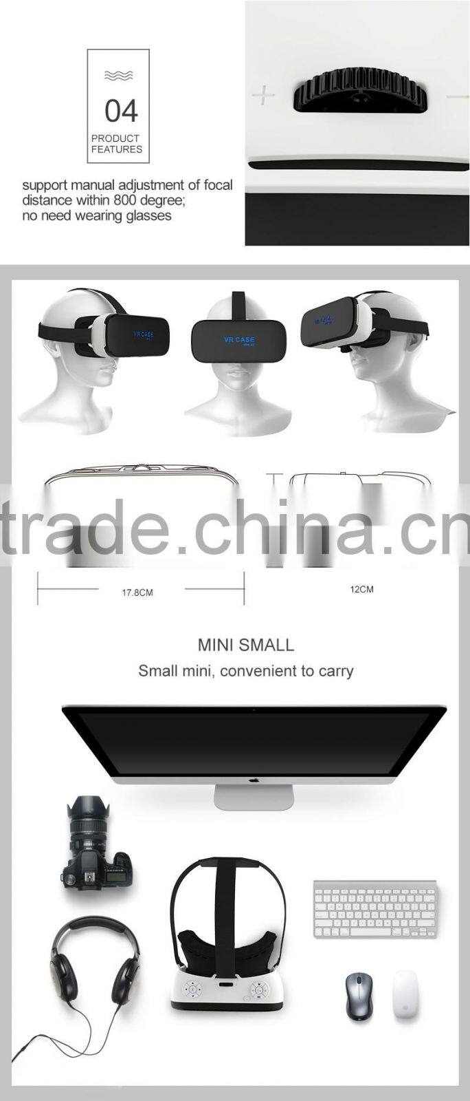 All in One VR Headset Virtual Reality Headset 3D VR Glasses,1080 HD screen with high android system