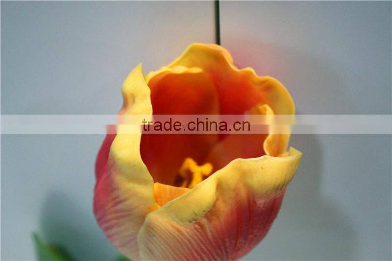 Home and outdoor garden table wedding gate decoration 60cm or 24inches Height artificial 3 heads orange tulip flowers E04 0611