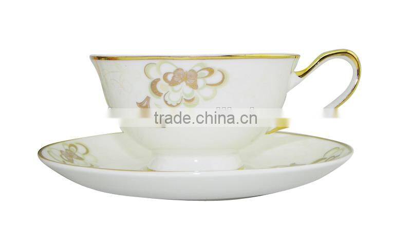 2014 New Product 200ml Bone China European Style Flower Pattern coffee mug with Saucer Set for home decoration
