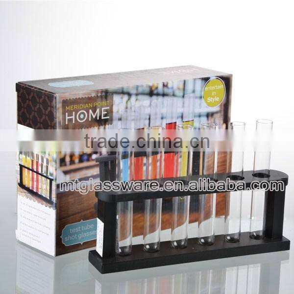 borosinlicate glass test tube with a wooden frame