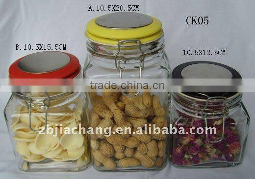 Hot sell- Airtight clear airtight glass jar with metal clip