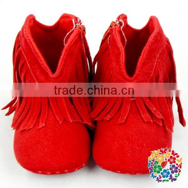 Afforable Girls Soft Soled Suede Leather Shoes Four Colors Baby Tassel Moccasins