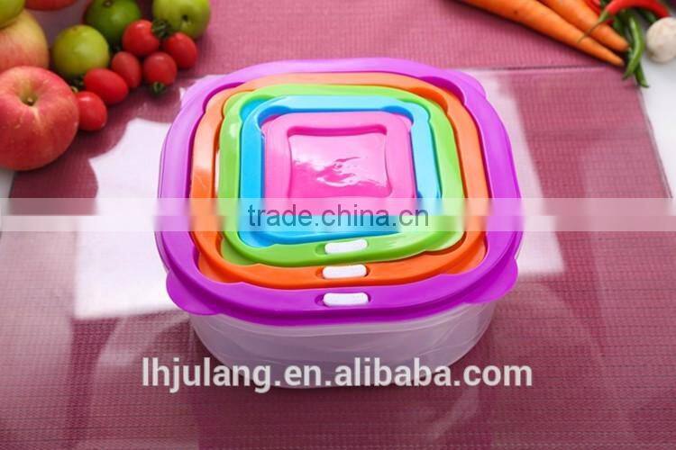 BPA-Free stackable plastic food storage container set with lid/5pcs plastic food storage container set