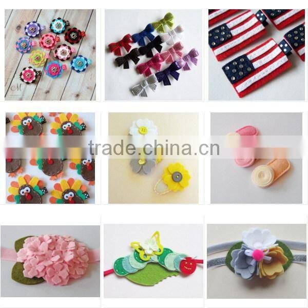 2017 new fashion hot cheap craft wholesale handmade felt decorative headbands fabric flower garment accessories for hat and cap